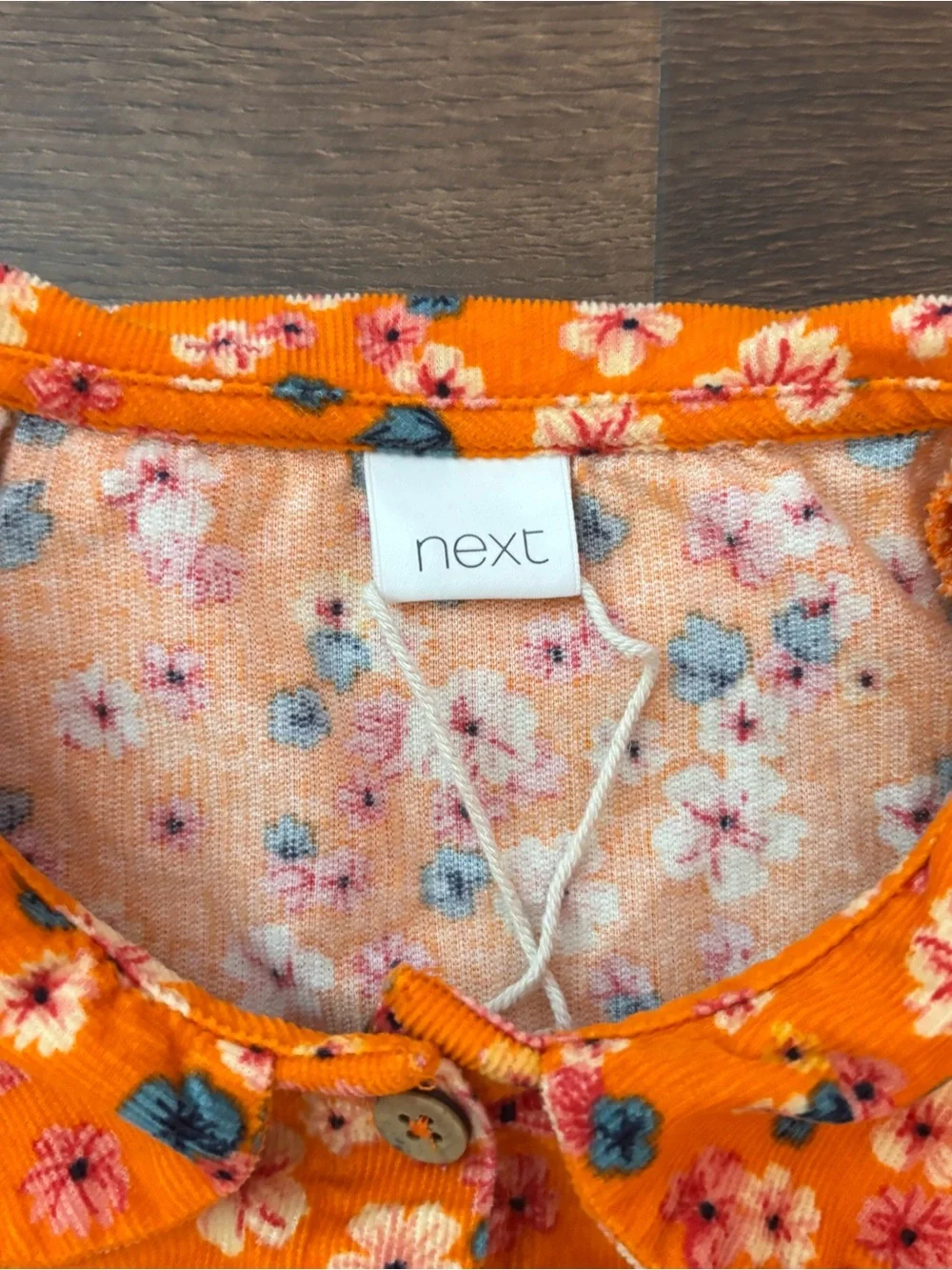 Next Girls 6-7 Years Orange Floral Corduroy Long Sleeve Dress Floral Fall